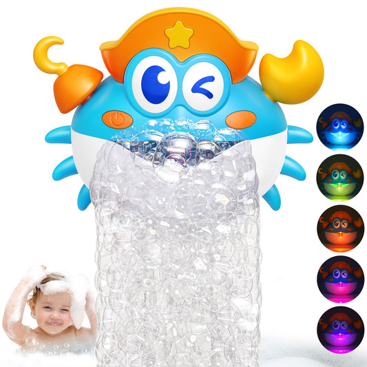 Toyjolka crab LED bubble machine enhances bath time with lighted bubbles.