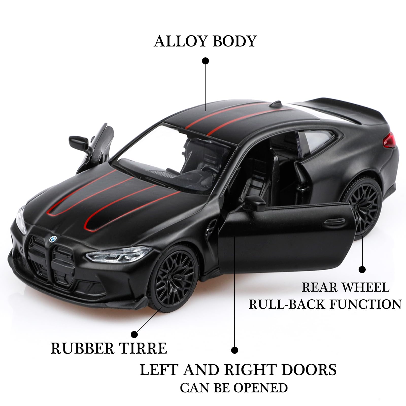 TOKAXI BMW M4 1/36 die-cast open doors reveal interior detail.