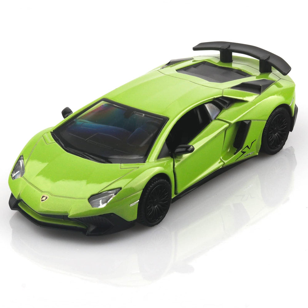 TOKAXI Lamborghini Aventador SV 1/36 scale die-cast car in green with pull-back action for play or display
