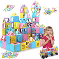 Tolnetr 124PCS magnetic tiles forming a castle to boost imagination.