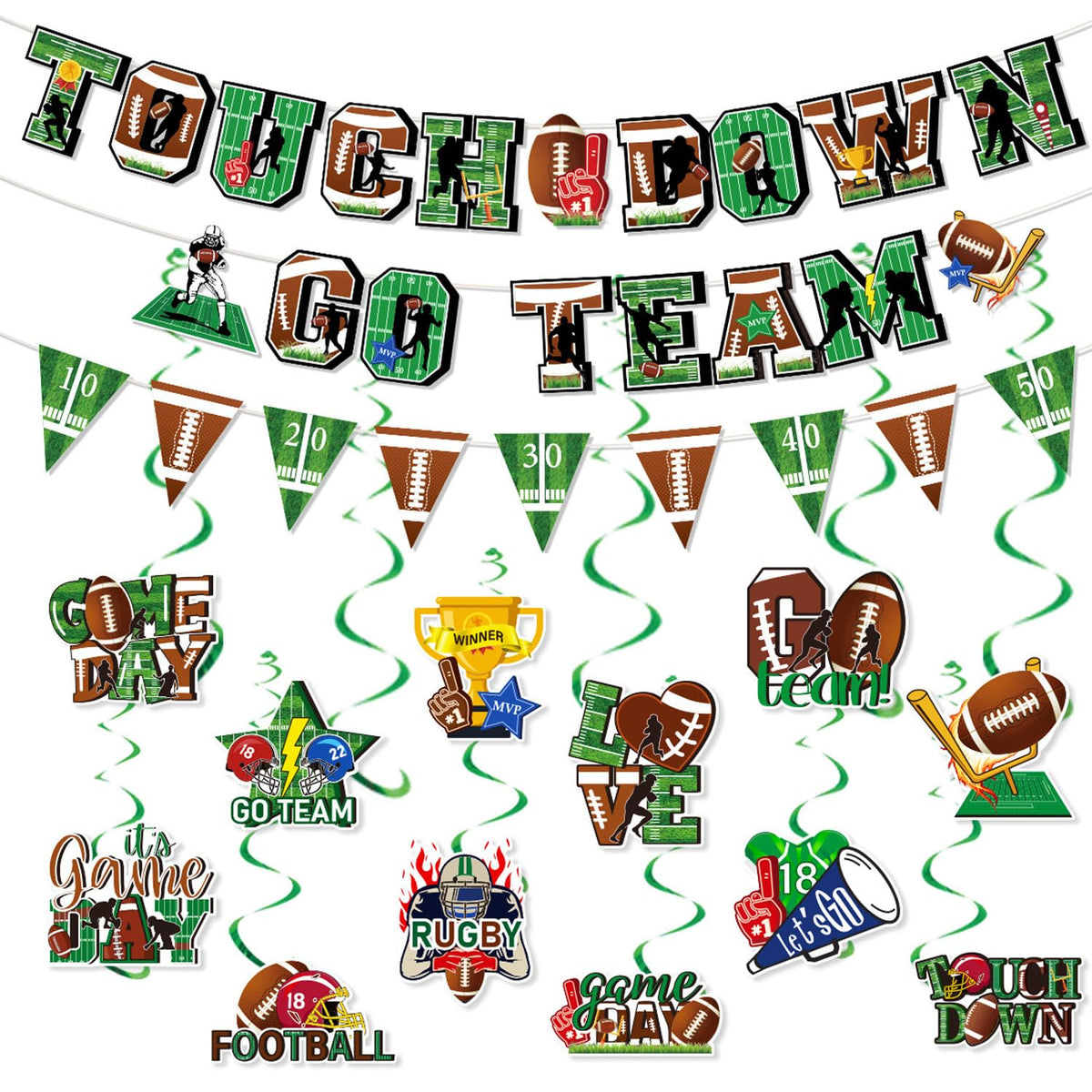 Tomario 53PCS football decorations kit touch-down banner boosts game-day atmosphere
