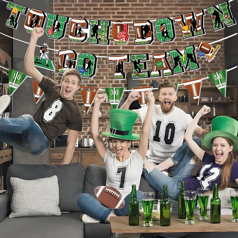 Tomario football triangle flags banner adds color to walls for football-themed events