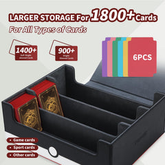 Tombert card storage box six dividers for organized deck separation.