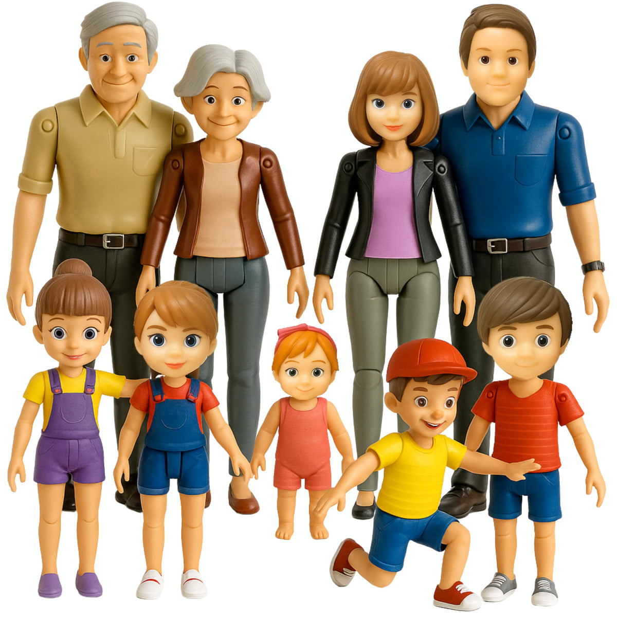 TOMLEON grandpa figure, poseable for lifelike family play experiences.