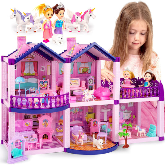TOMLEON dollhouse with two princesses, inviting imaginative play and storytelling