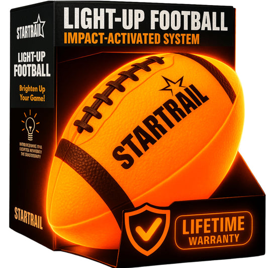 TOMLEON Glow in the Dark Football front view with LED for night play