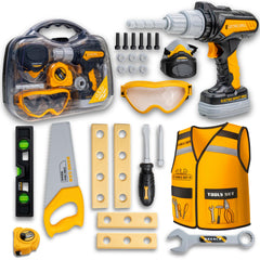 TOMLEON Kids Tool Set with carrying case for imaginative play and easy organization