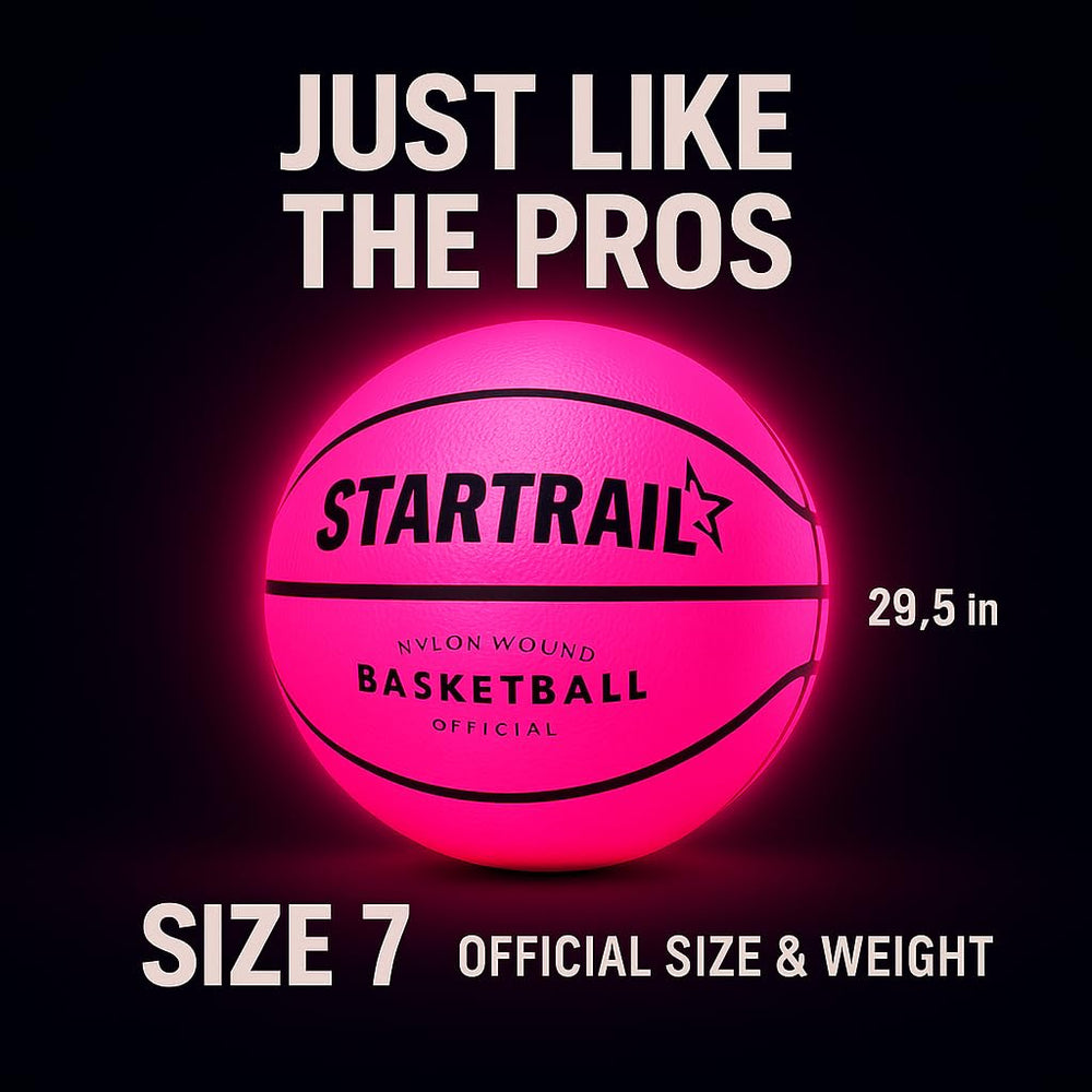 TOMLEON indoor-outdoor glow basketball supports year-round shooting and dribbling.