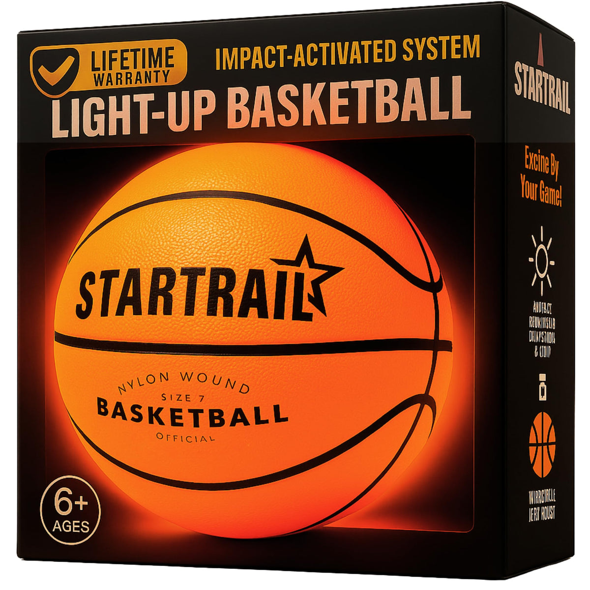 TOMLEON Light-Up Basketball glows at night for outdoor play
