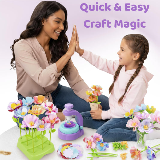 TOMLEON Press Tool overview highlights easy, neat flower assembly for young creators.