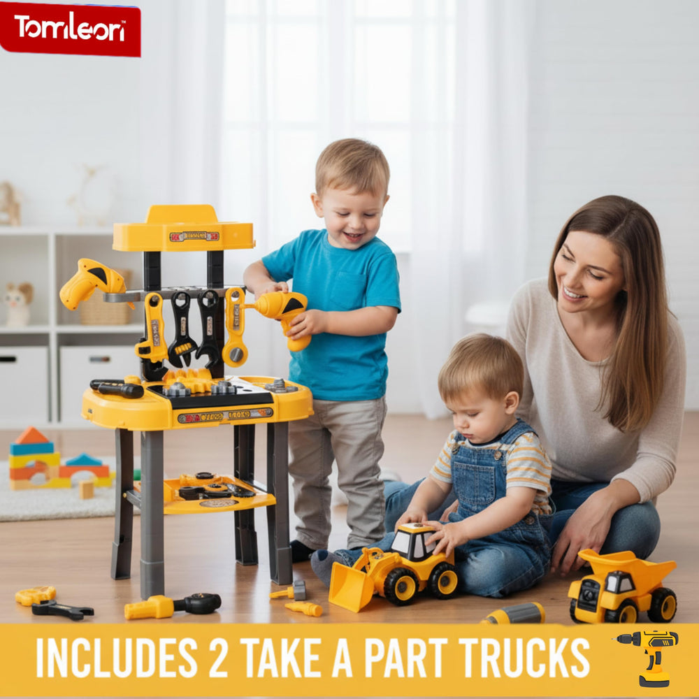 TOMLEON take-apart red truck for hands-on construction play