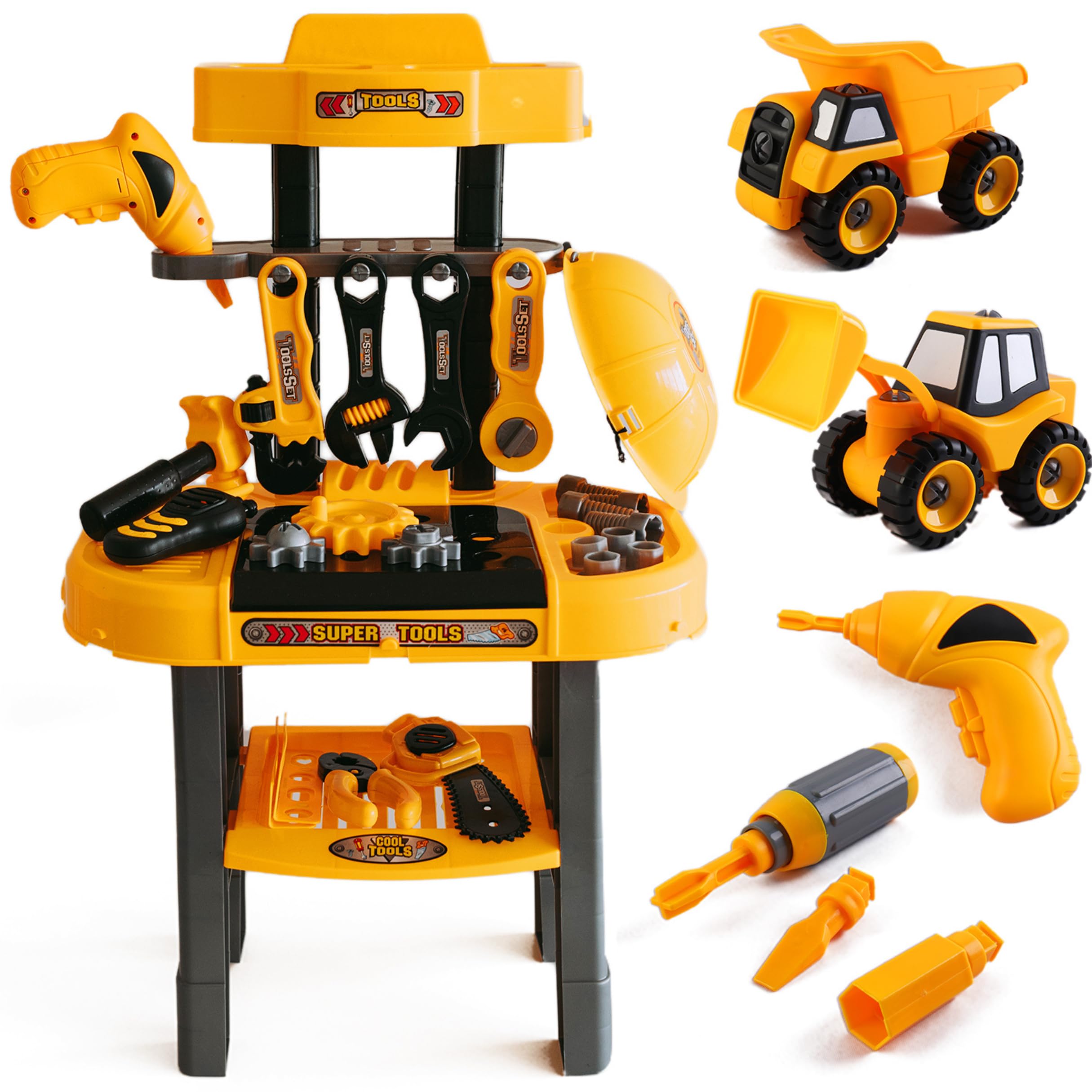 TOMLEON toddler workbench with drill and tools for imaginative play and skill building