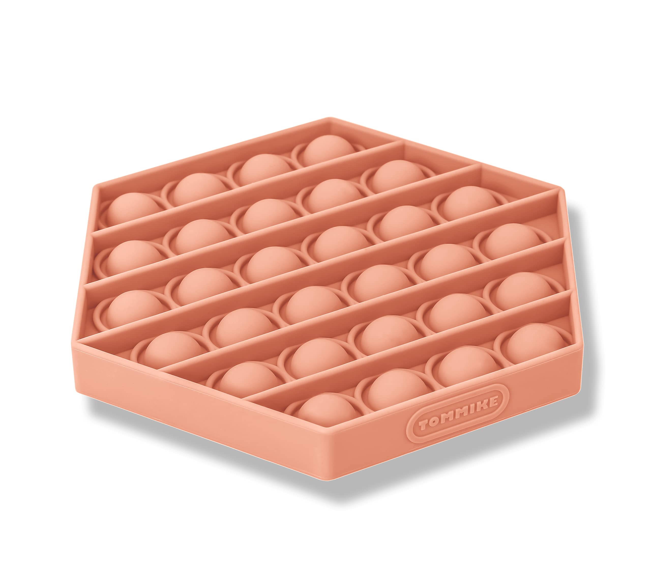 TommiKe Hexagon Push Pop burnt coral front view for stress relief and focus