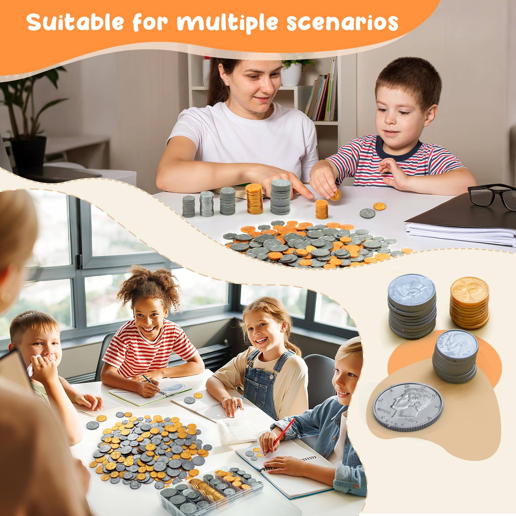 TommyHome coins with divided tray for easy cleanup and neat organization.