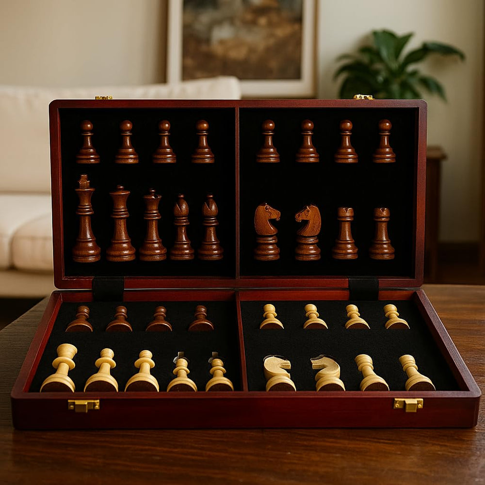 Tomost walnut chess set makes a sophisticated display piece