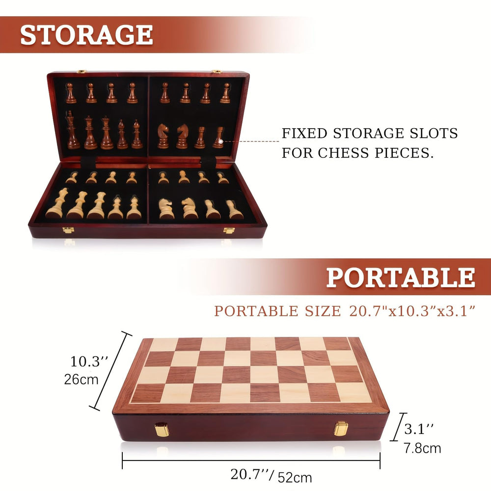 Tomost Staunton pieces with 4.25-inch king height for quick recognition