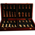 Tomost walnut chess set folded board for compact storage after play