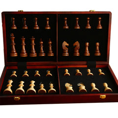 Tomost walnut chess set folded board for compact storage after play