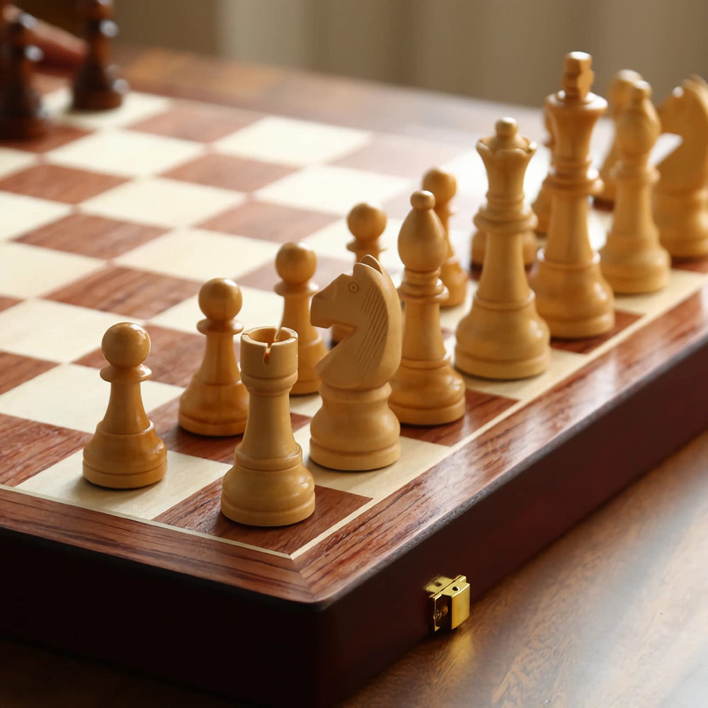 Tomost walnut chess board open surface for spacious gameplay
