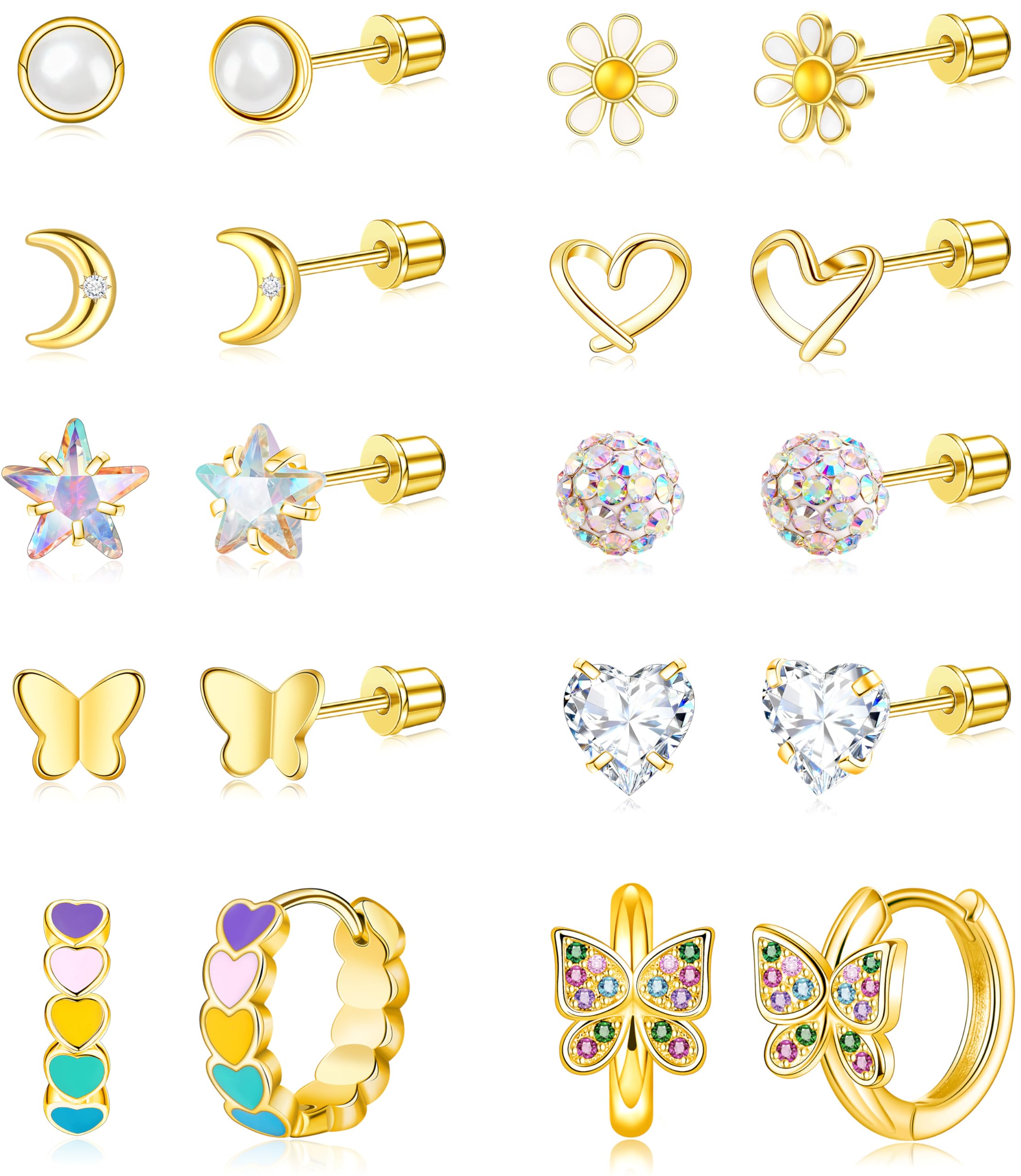 Tomovely screw-back earring closeup shows secure closure for active kids