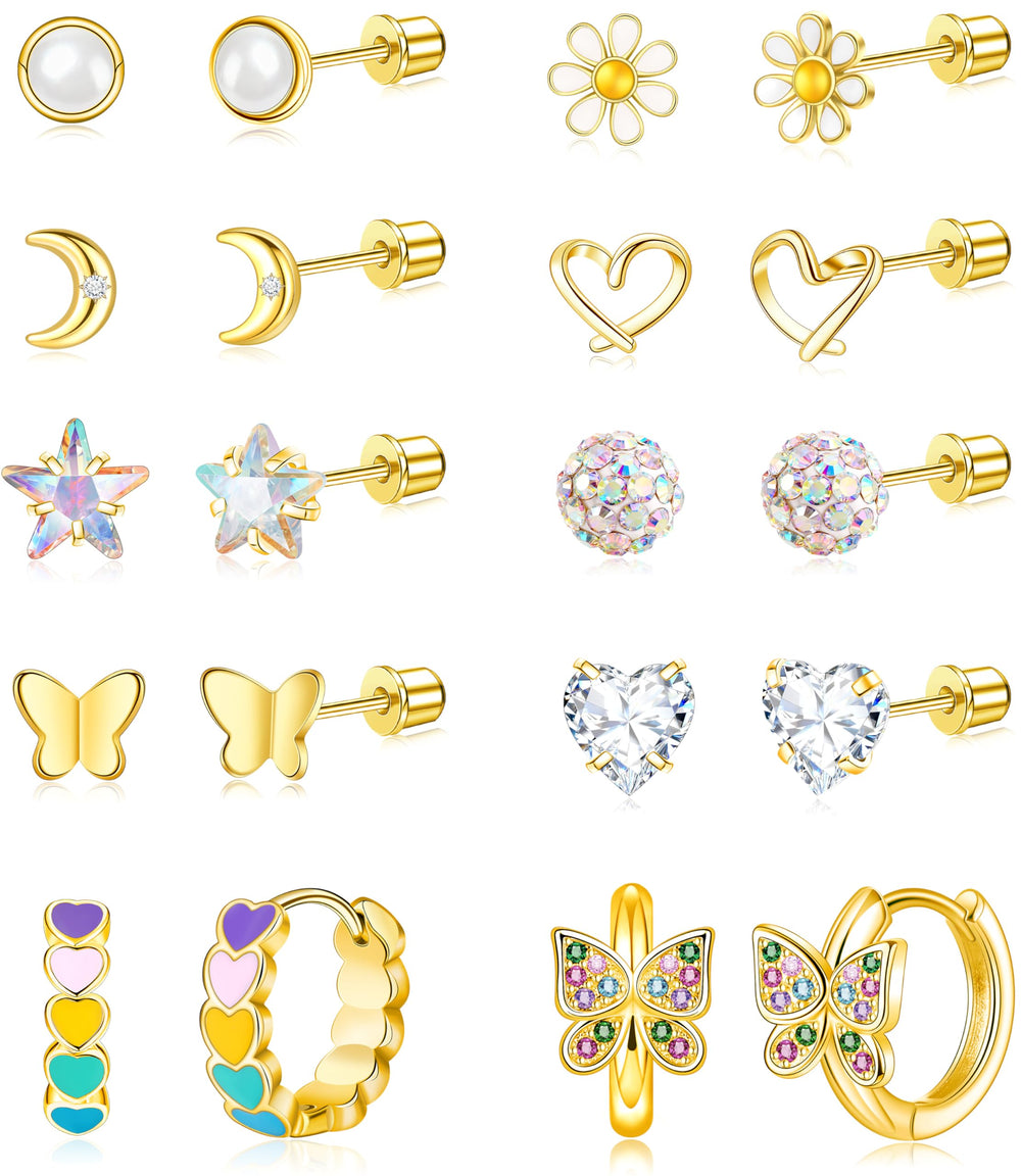 Tomovely screw-back earring closeup shows secure closure for active kids