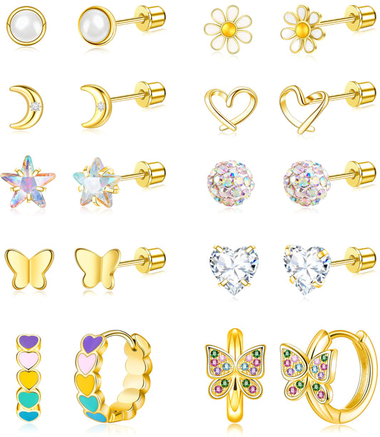 Tomovely screw-back earring closeup shows secure closure for active kids
