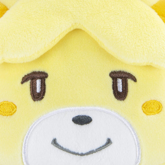 Tomy Isabelle face closeup, showcasing soft plush texture for cuddling
