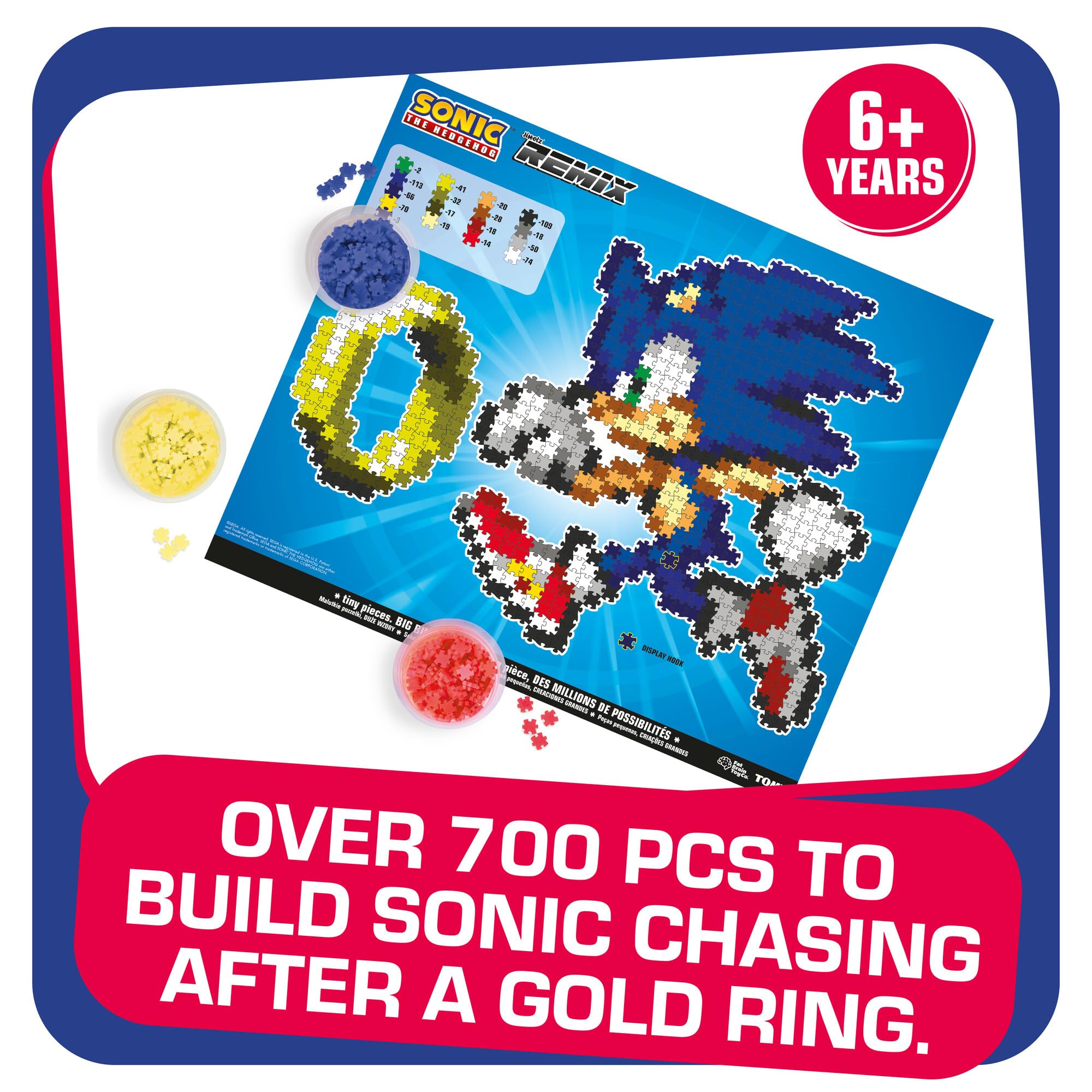 TOMY Jixelz Remix assembly-13x10-inch results in ready-to-display Sonic art.