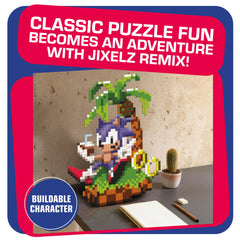 TOMY Jixelz Remix display hook and stand for flexible wall or desk display.