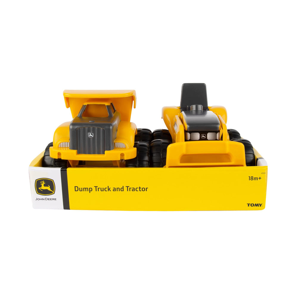 TOMY John Deere durable plastic construction withstands curious hands.
