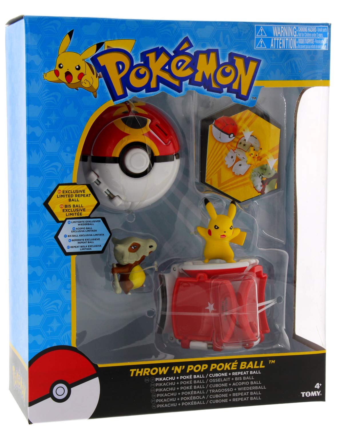 TOMY Throw N Pop Pikachu Poké Ball ready for quick access and action in battles