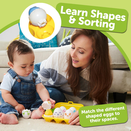 TOMY Toomies Hide and Squeak Eggs crack-open action supports fine motor skills