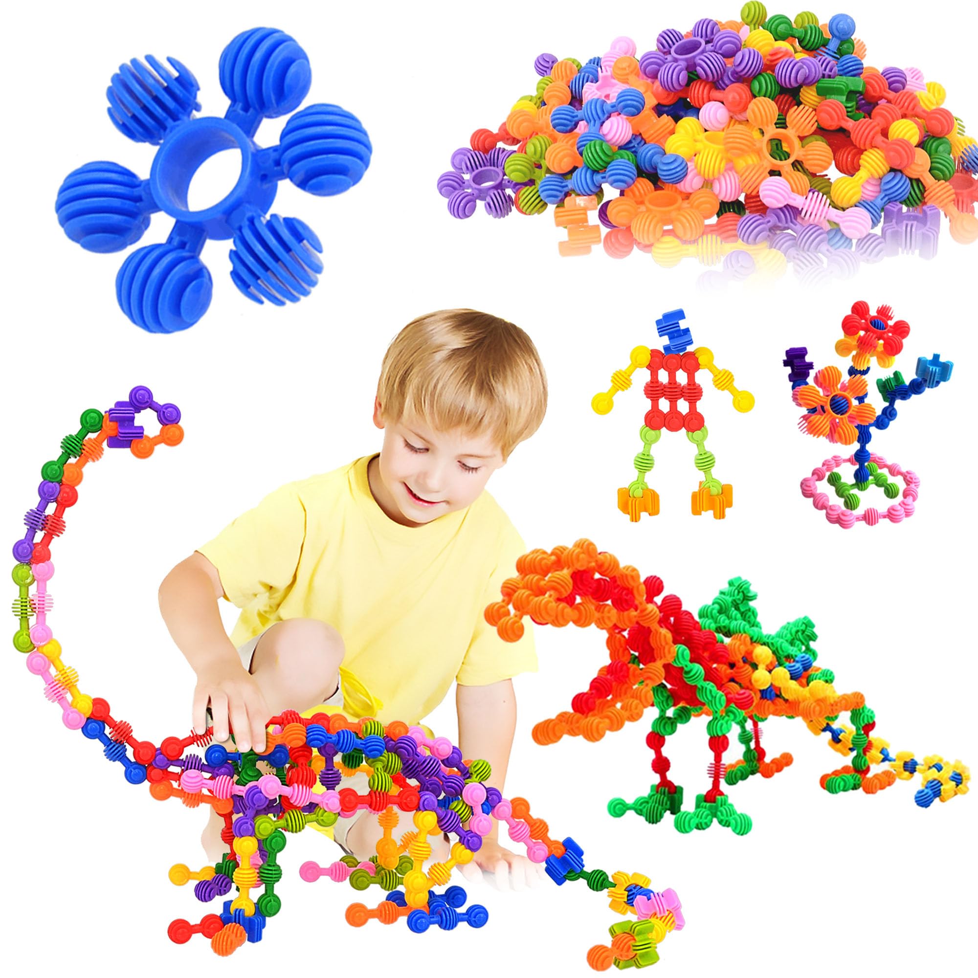 TomYou Kids Building Blocks with 120 interlocking pieces in bright colors for creative play