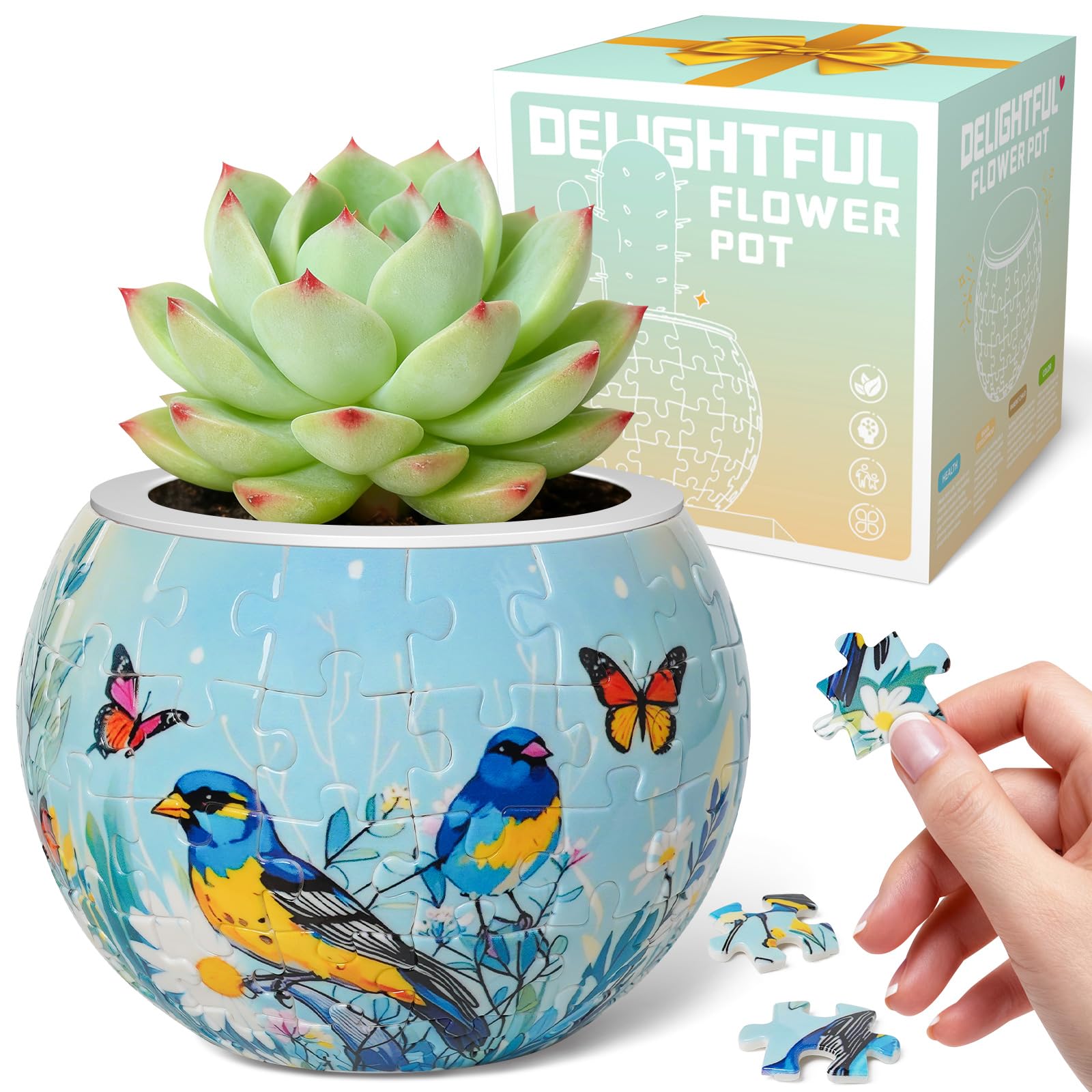 TONADEAT 3D puzzle flower pot assembly, decorative and functional home planter.