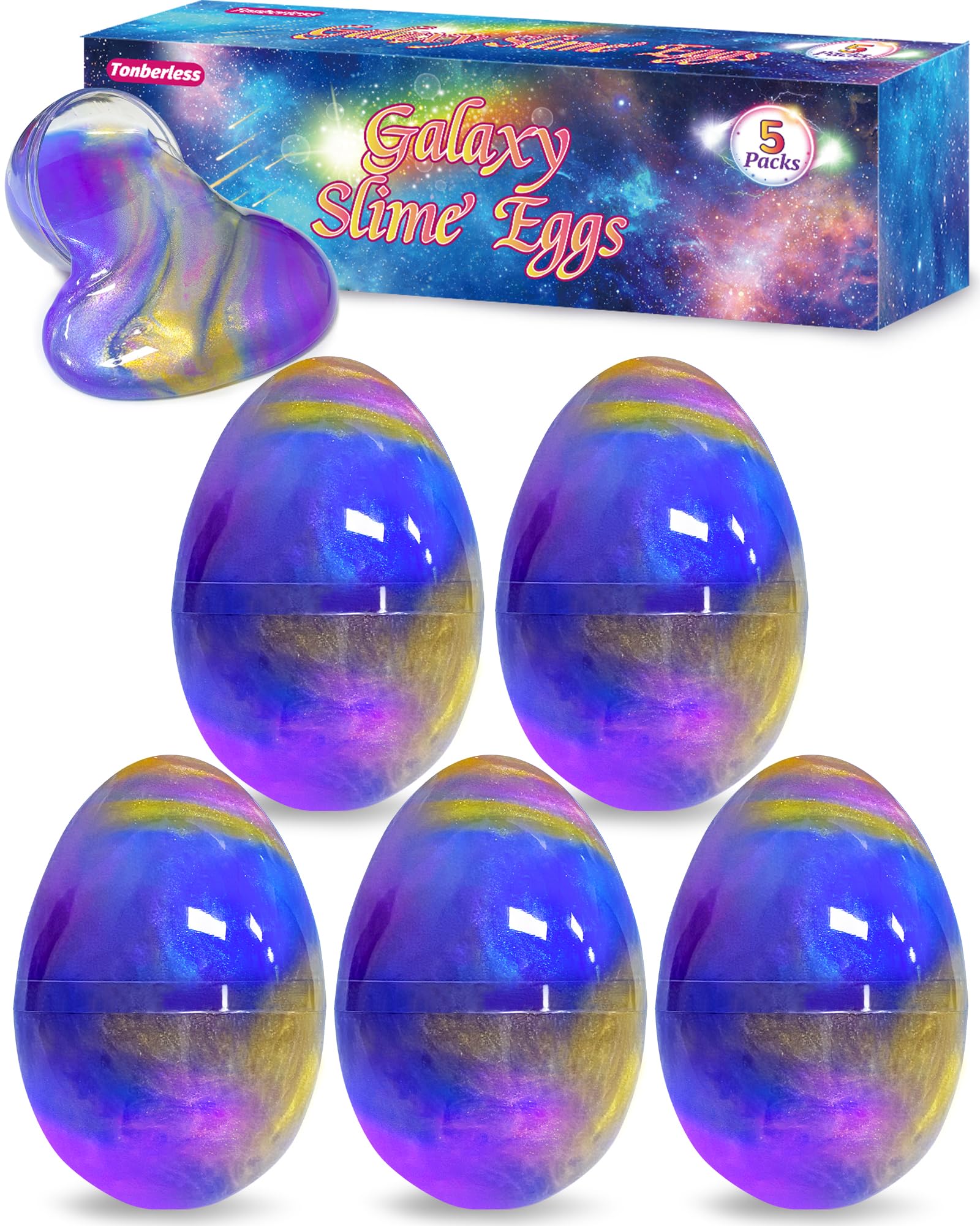 Tonberless slime-filled egg blue shows soft, stretchy texture for stress-relief play.