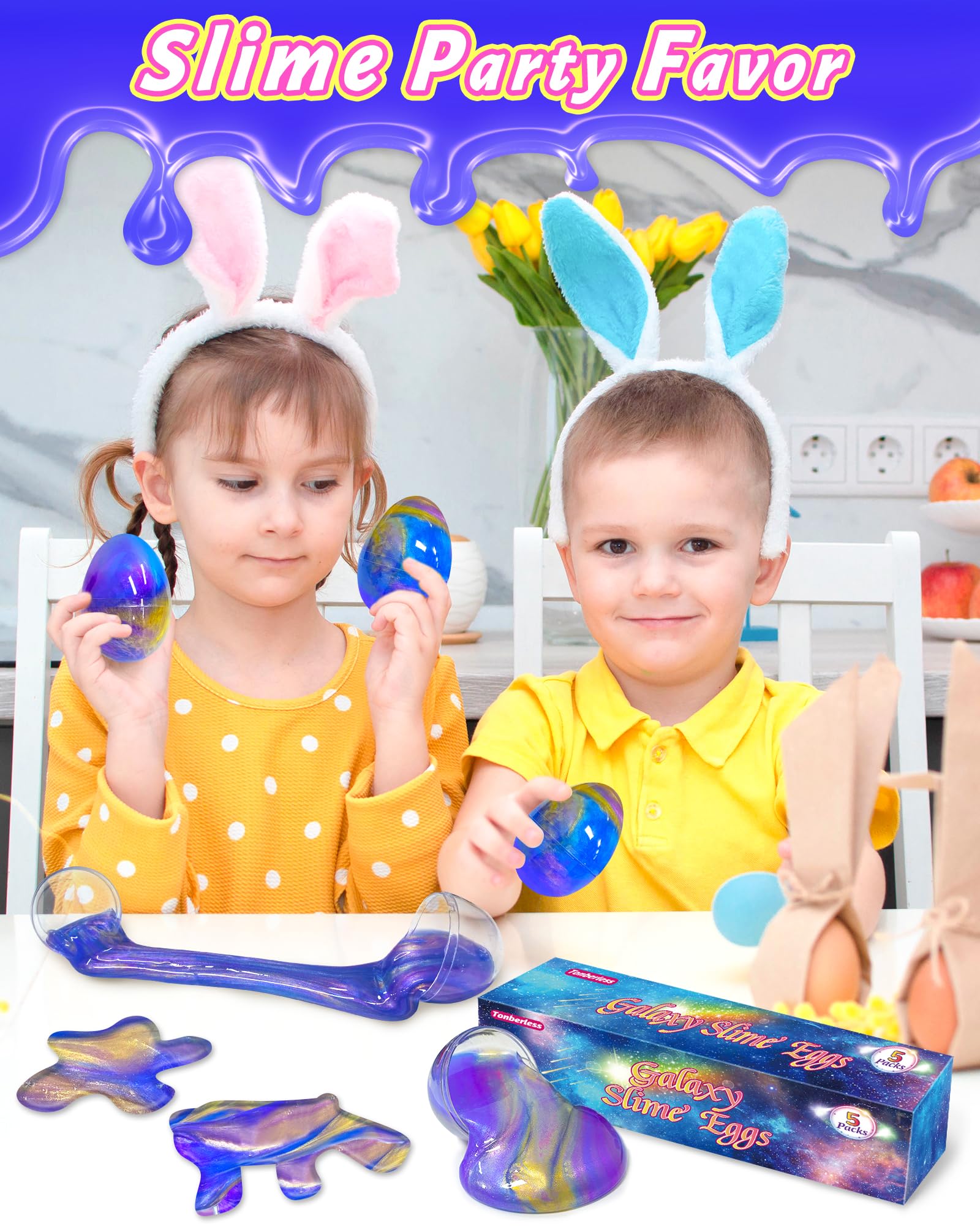 Tonberless slime-filled egg purple highlights color-changing fun during playtime.