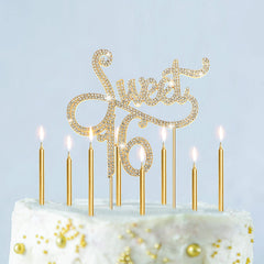 Tondiamo Sweet 16 cake topper with glitter adds elegant shimmer to the cake