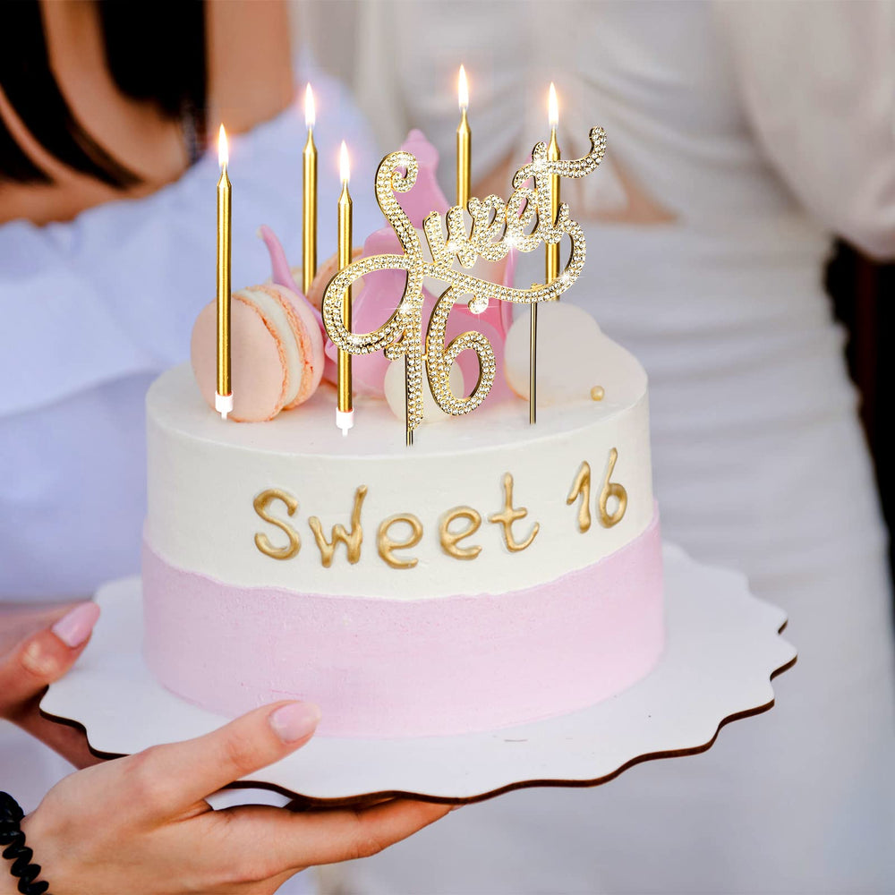 Tondiamo Sweet 16 cake topper placed on cake adds eye-catching centerpiece