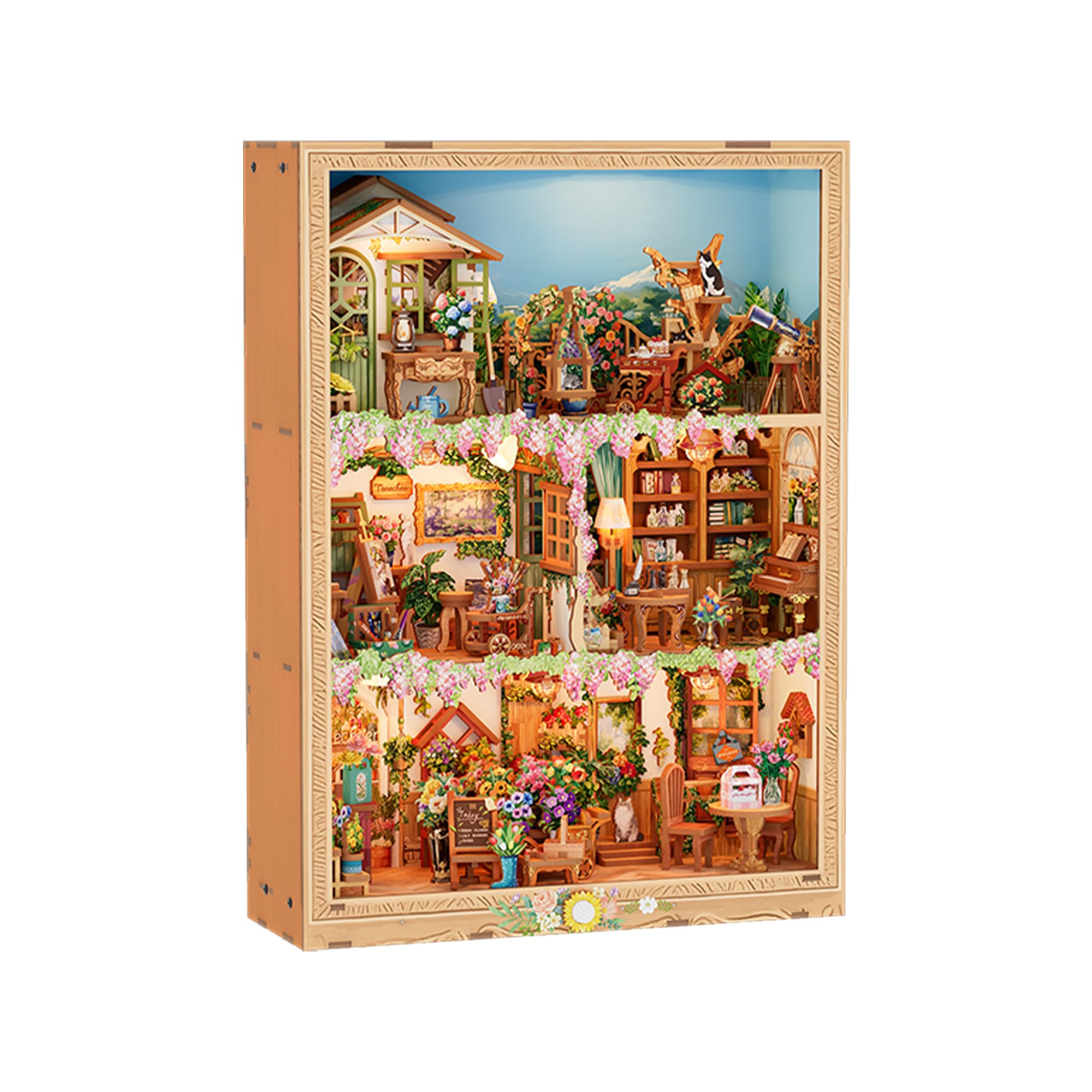 Tonecheer Blossom Time story frame kit displayed as wall art with blooming rooms.