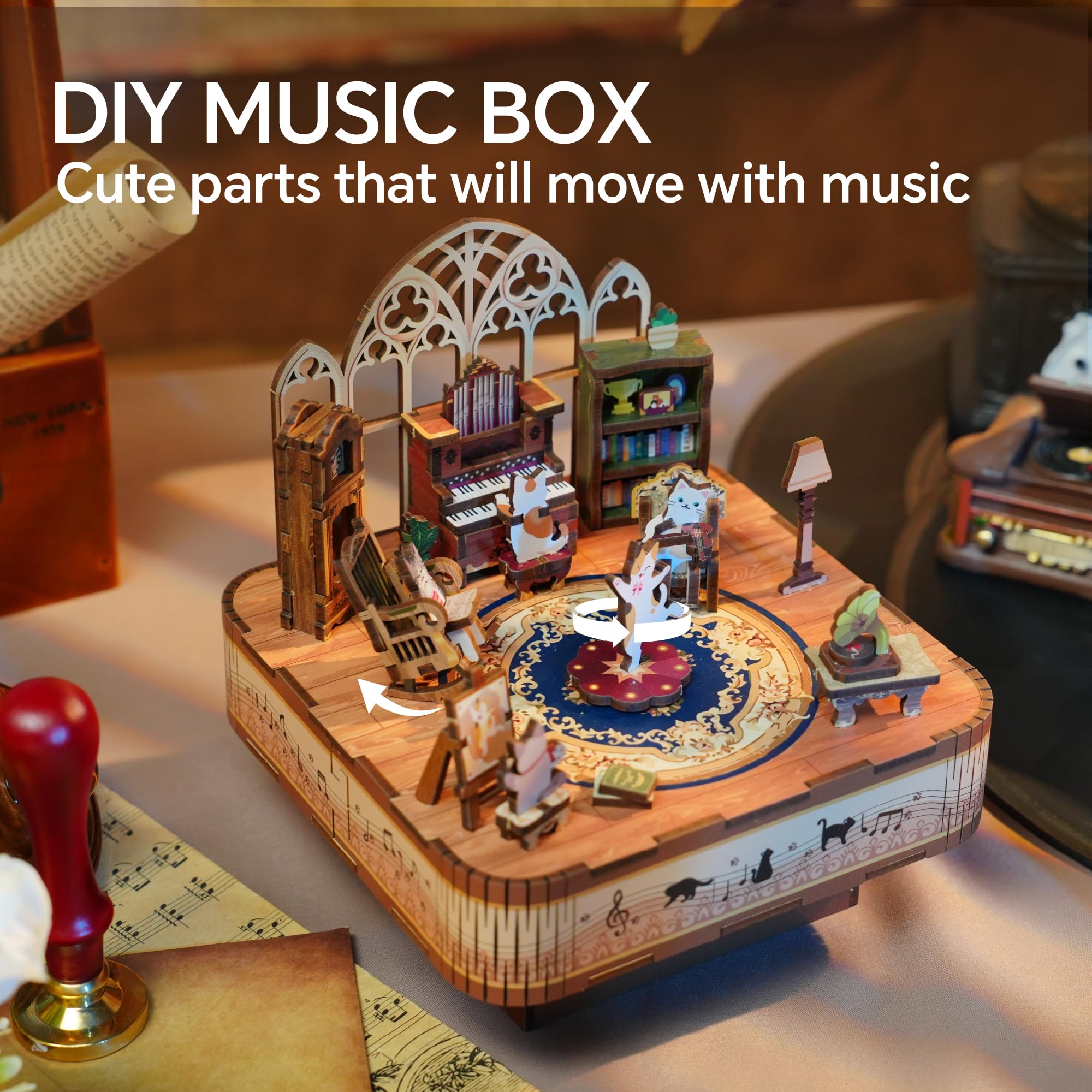 Tonecheer dancing kittens spin with music, creating whimsy in any room