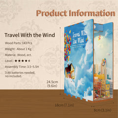 Tonecheer Book Nook Kit auto-sensor light activates near the miniature scene for night viewing.