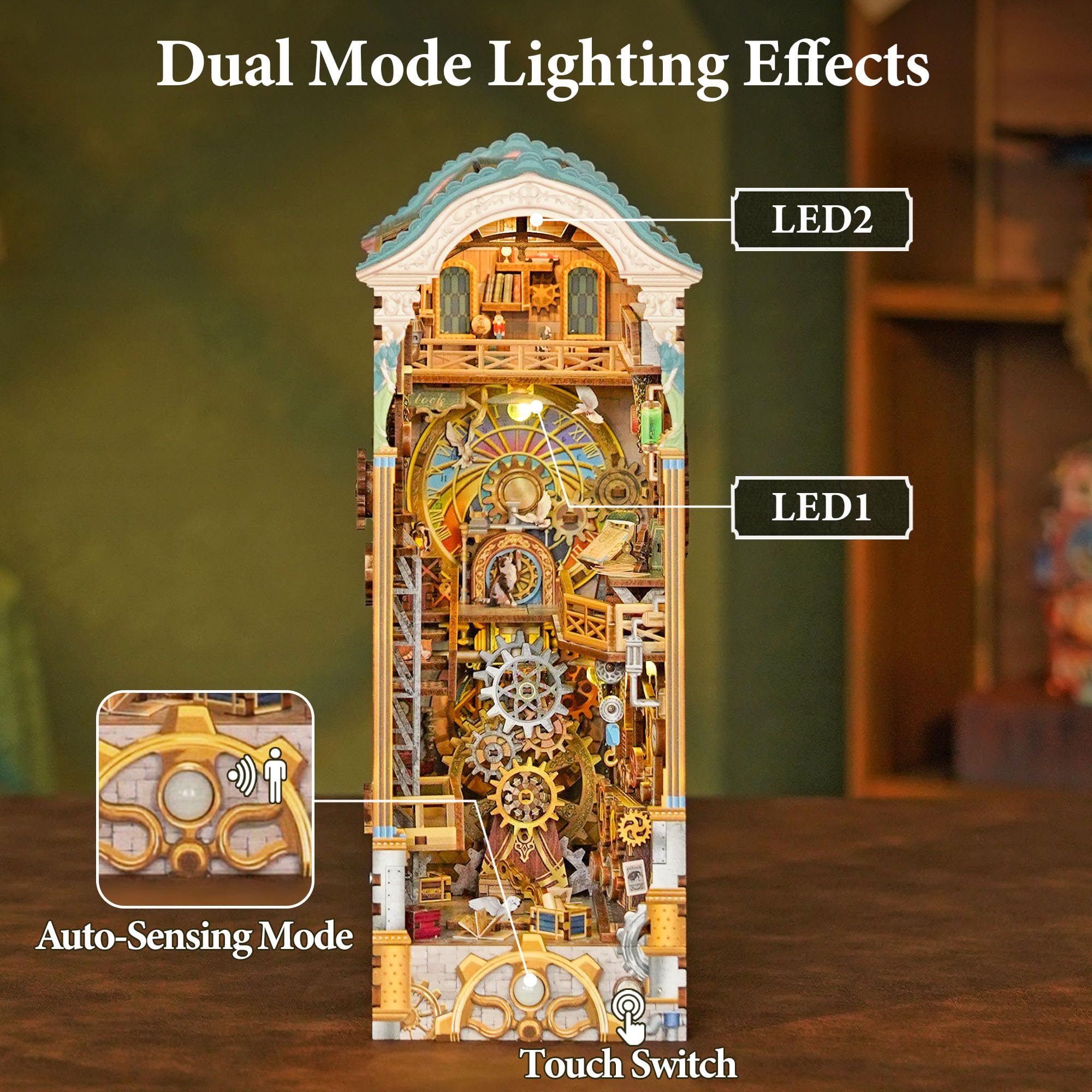 Tonecheer Dust Cover protects the book nook display while reducing dust.