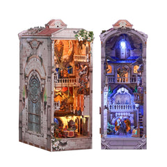 Tonecheer Monster Carnival Book Nook front view with dual-lighting options for display versatility.