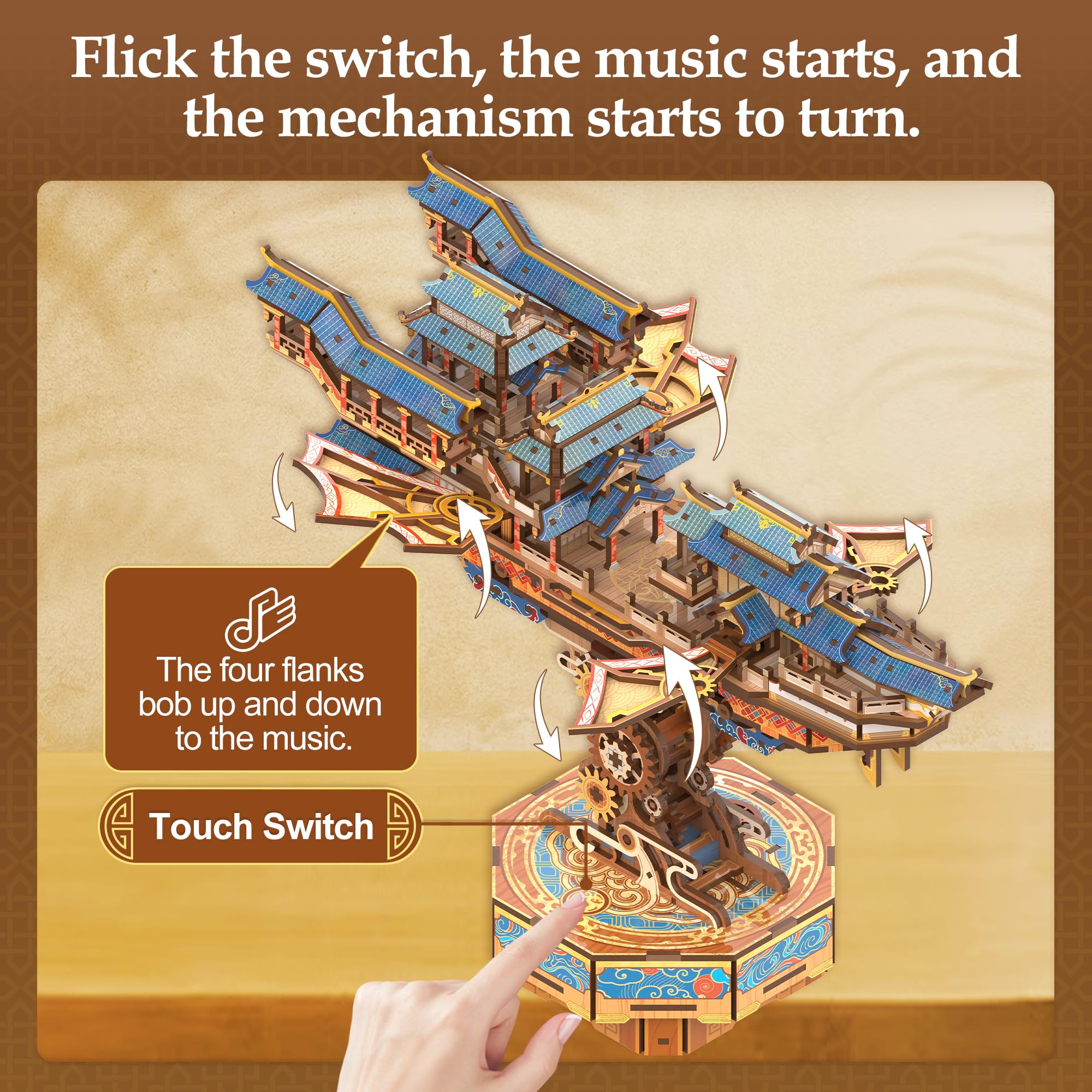 Tonecheer Wind Voyager gear mechanism, illustrating moving parts in the vintage airship.