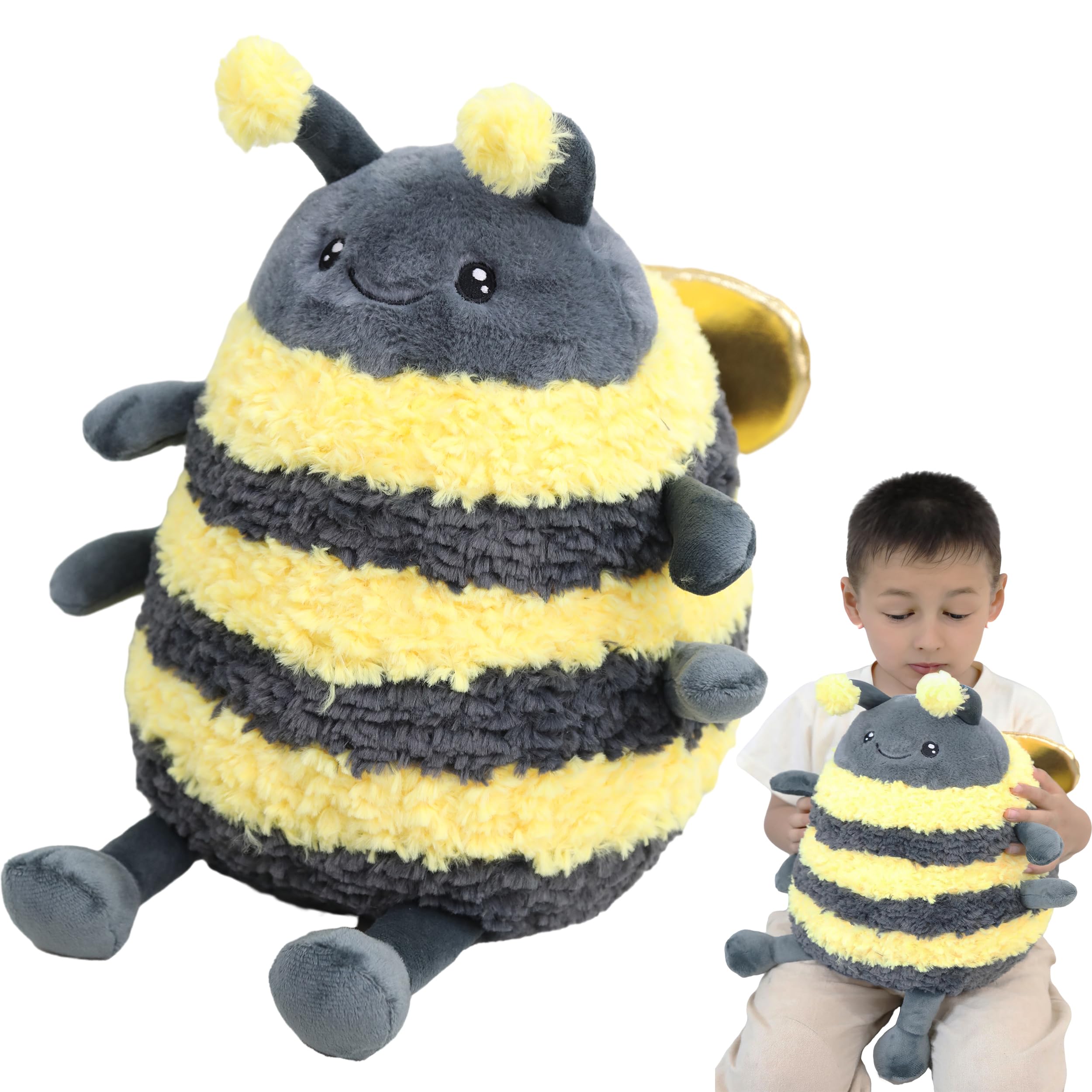 TONGSONG 12-inch fuzzy bumblebee plush pillow for cozy naps.