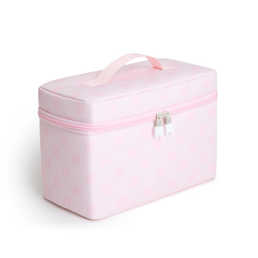 Tonies all-in-one travel bag in cloud pink with organized compartments for Toniebox on the go