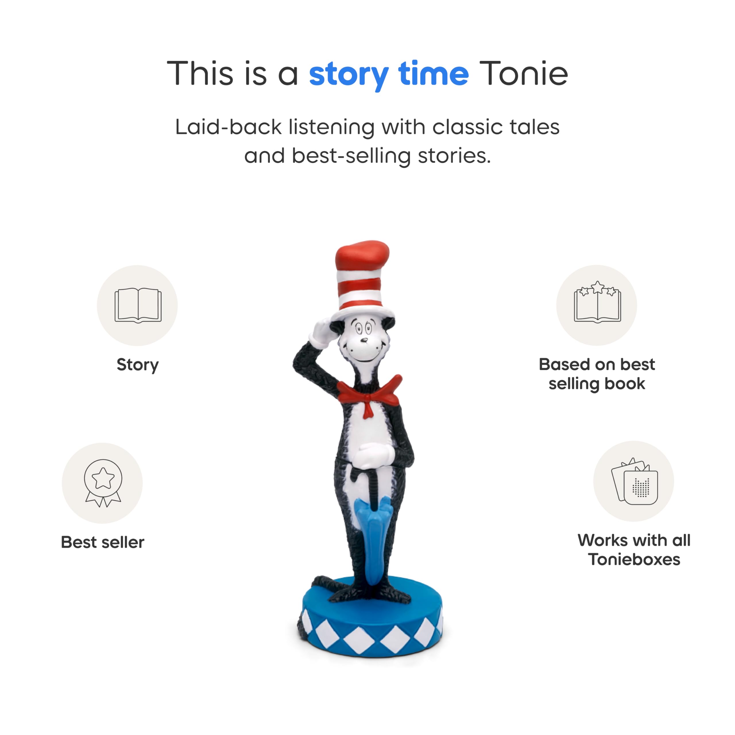 Tonies Cat in the Hat child listening scene supports independent storytelling and audio learning.