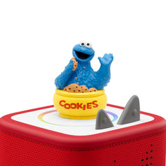 Close-up of Tonies Cookie Monster for storytelling and Sesame Street branding.