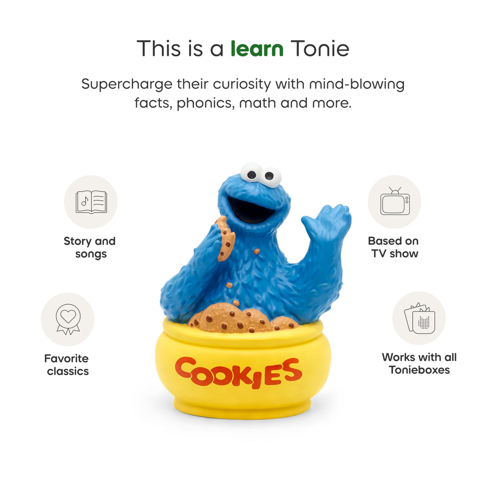 Tonies Cookie Monster ready to play with a Toniebox.