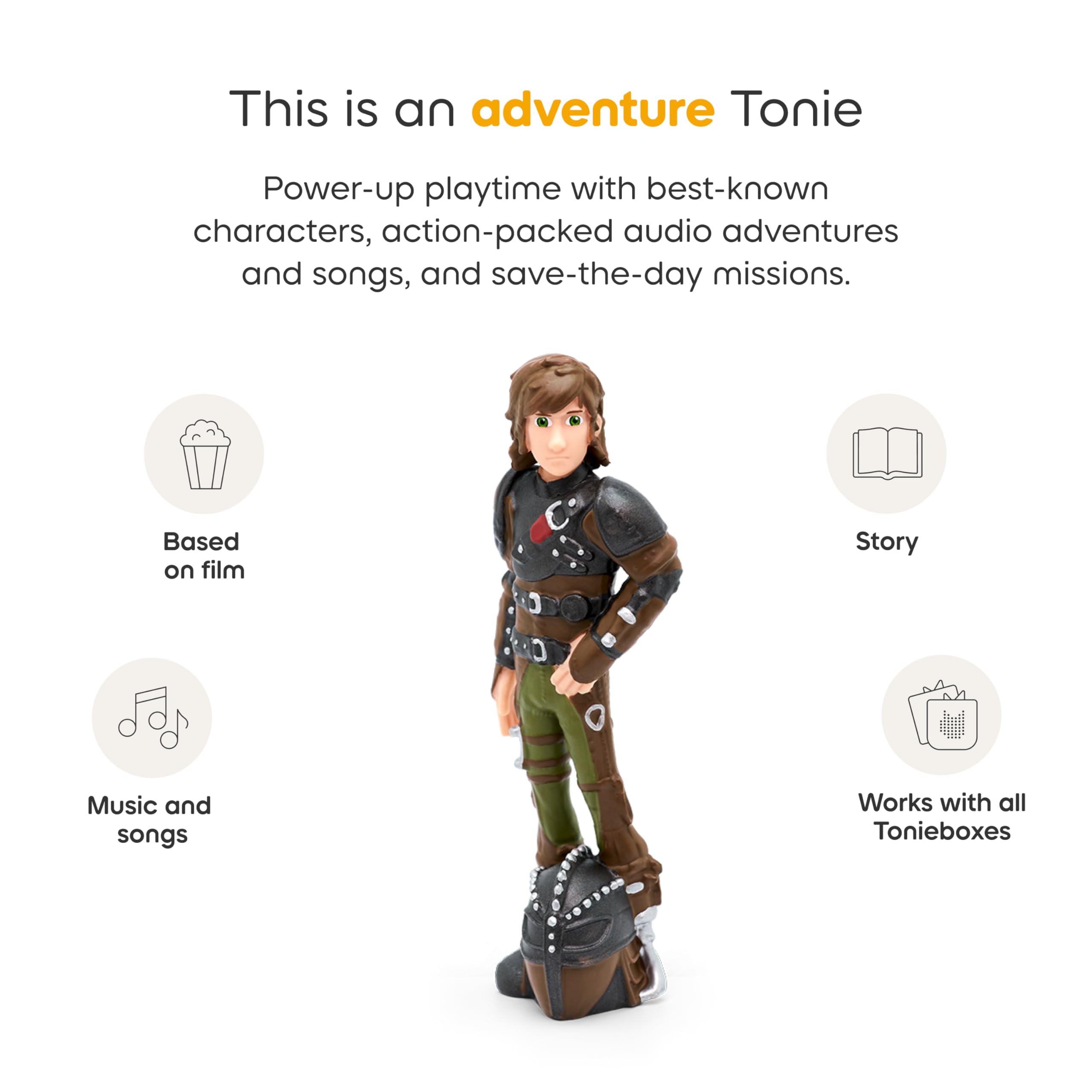 Tonies Hiccup figure on Toniebox setup for easy audio pairing.